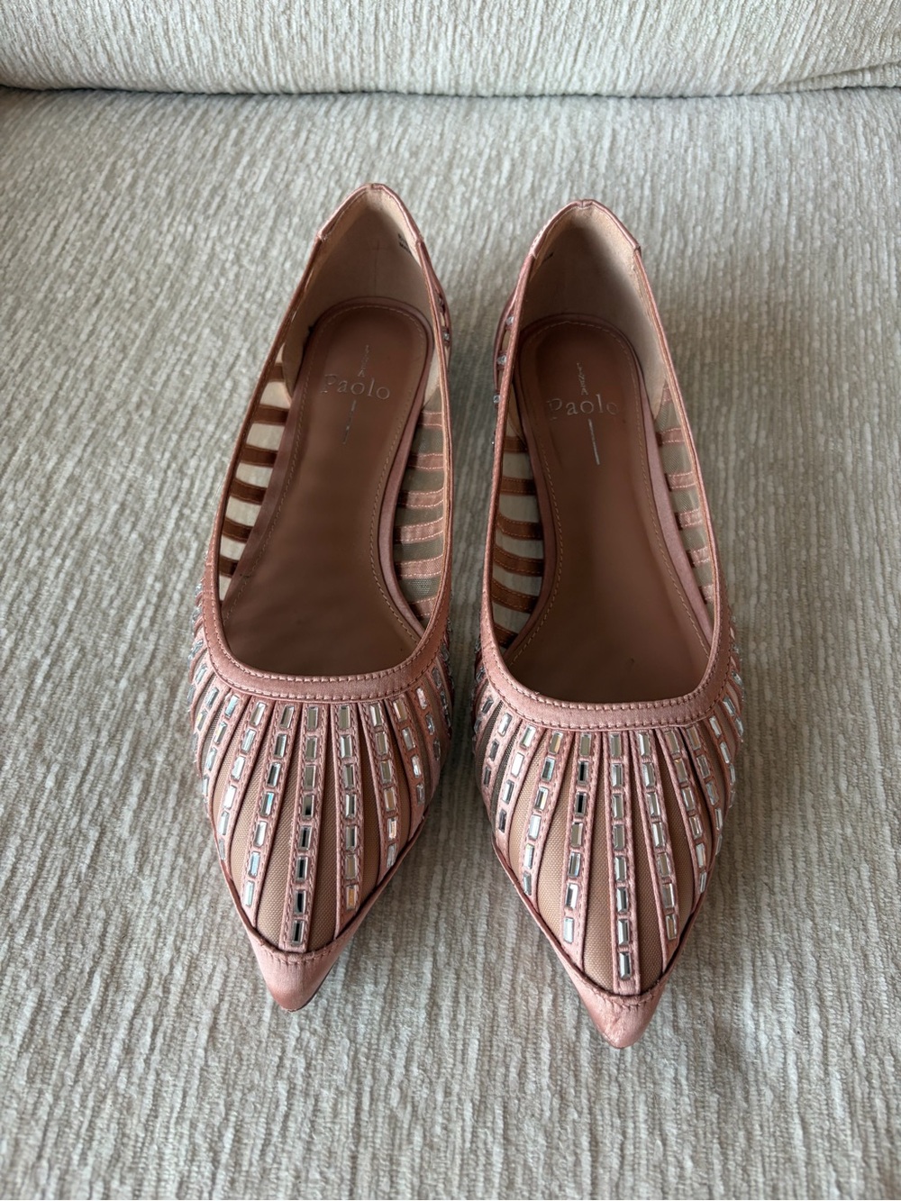 Linea Paolo Blush Pink Embellished Rhinestone Pointed-Toe Flats (Runs Big) 8.5/9